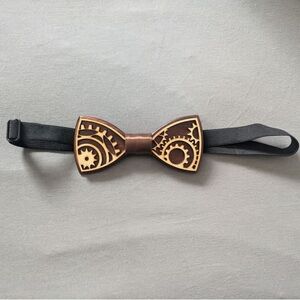Novelty 3D Wooden Gear Carving Bow Tie